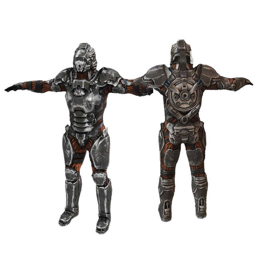 Post-apocalyptic model low poly render with textures