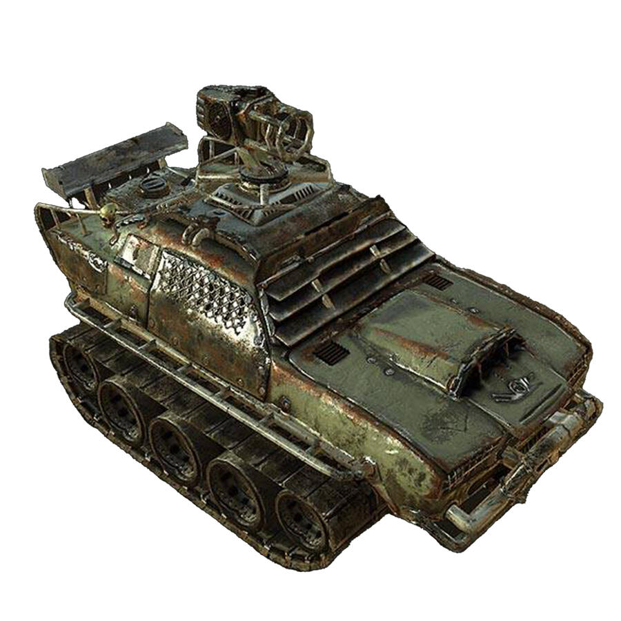 Post-apocalyptic car low poly render with textures